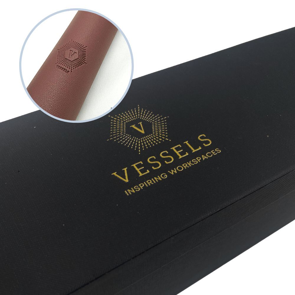 VESSELS Desk Setup Essentials Bundle: Leather Mousepad, Coaster, and Cellphone Holder